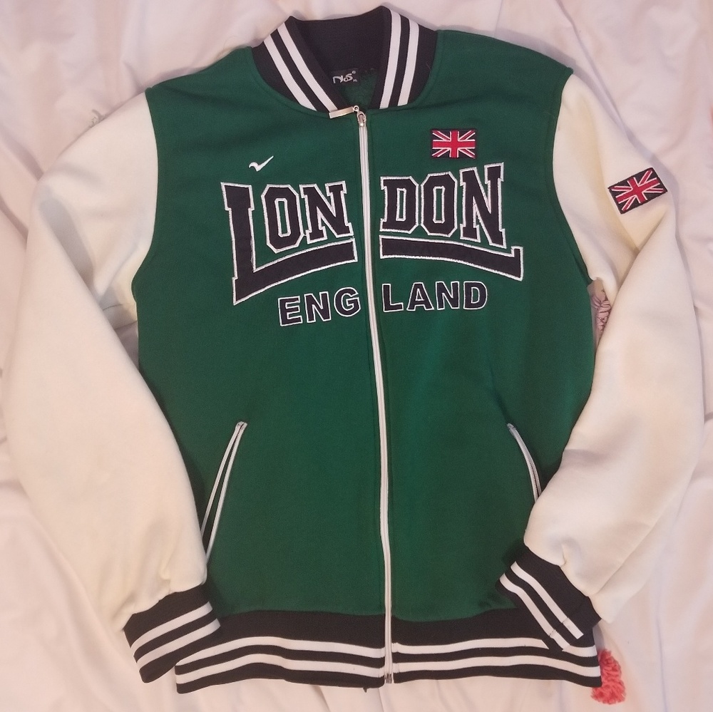 Green/White Varsity London England Jacket